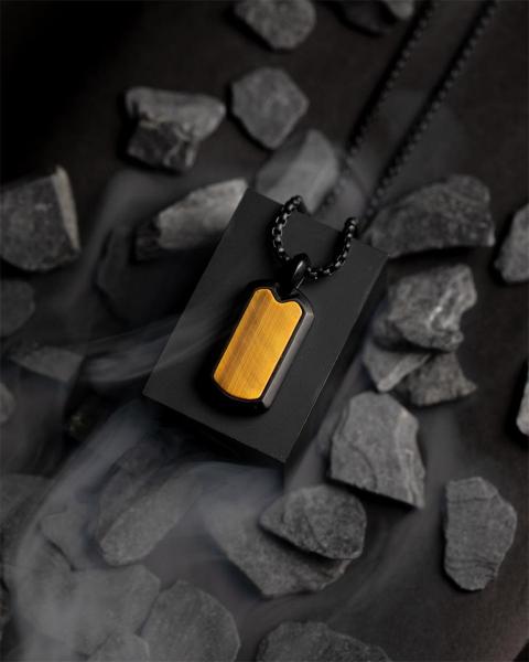 Volltitan-Halskette mit schwarzem Finish und Tigerauge-Stein - Imperium Black Tiger